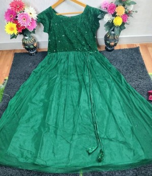 Beautiful full aster nett georgette green gown